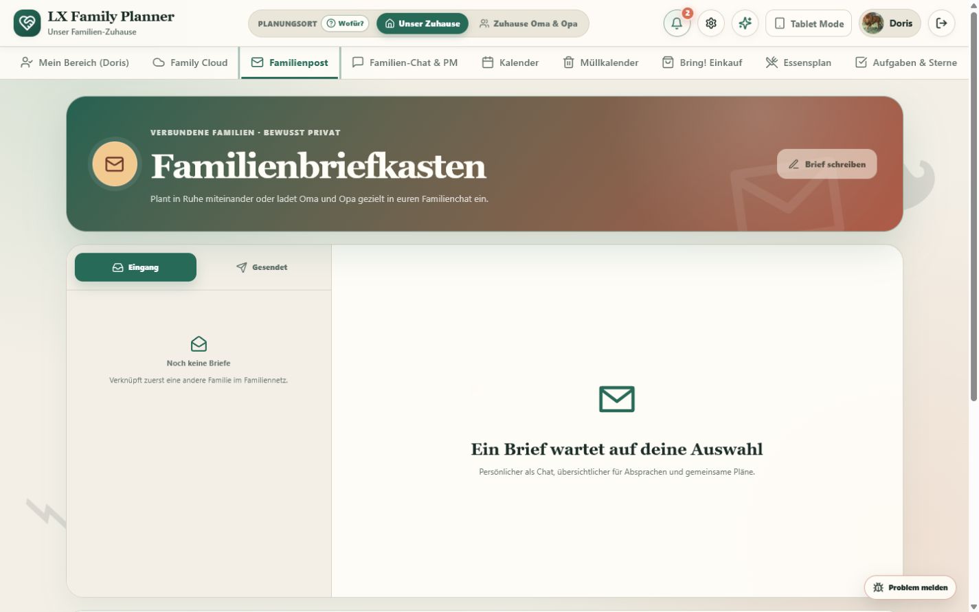 Familienbriefkasten für verbundene Familien