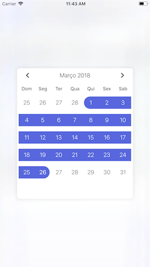 React range. IOS нативный календарь диапазон дат. React-native-Calendar-events.