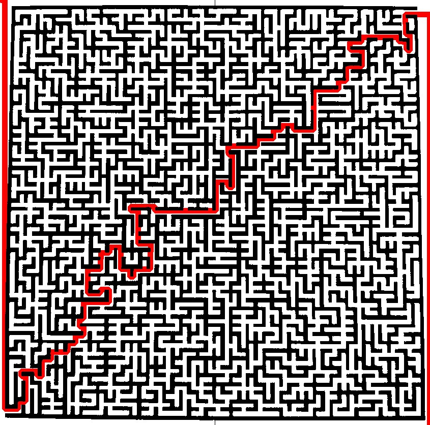 Picture of a maze with solution