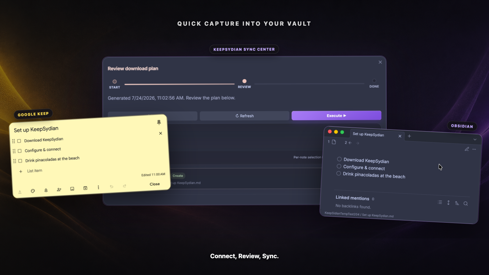 Google Keep to Obsidian note