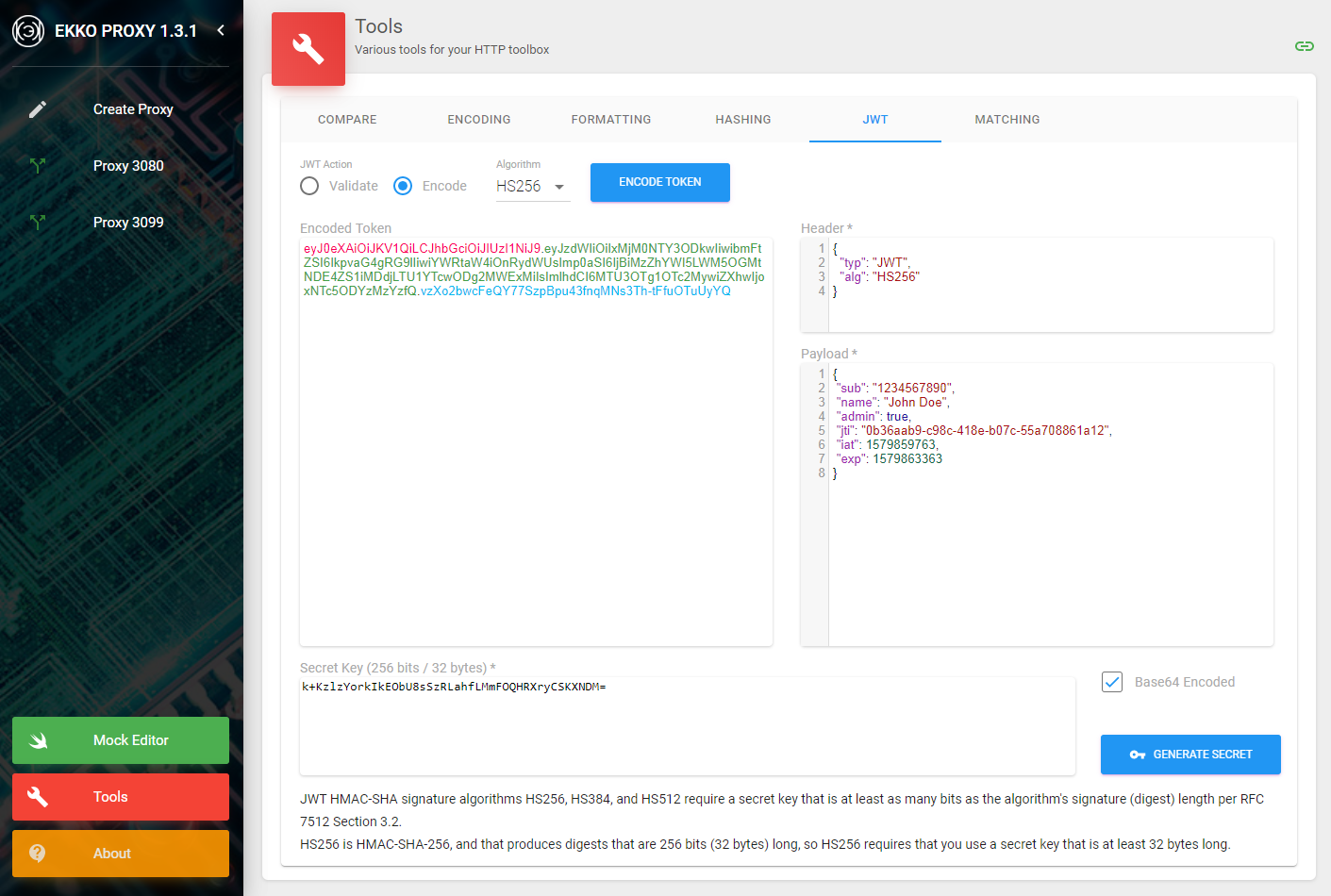 Ekko Proxy JWT tool