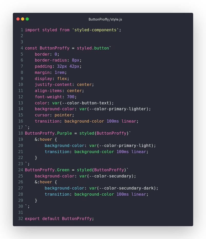 code example using styled-components