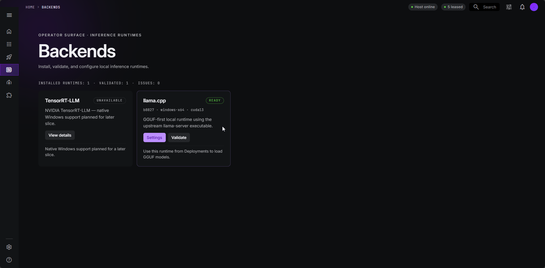Backend runtimes