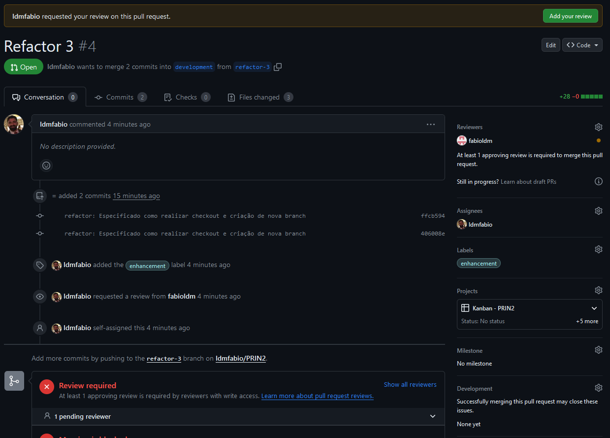 Revisão do Pull Request