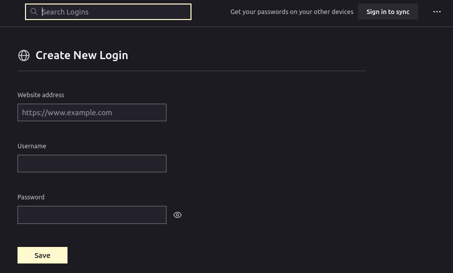 Passwords Page