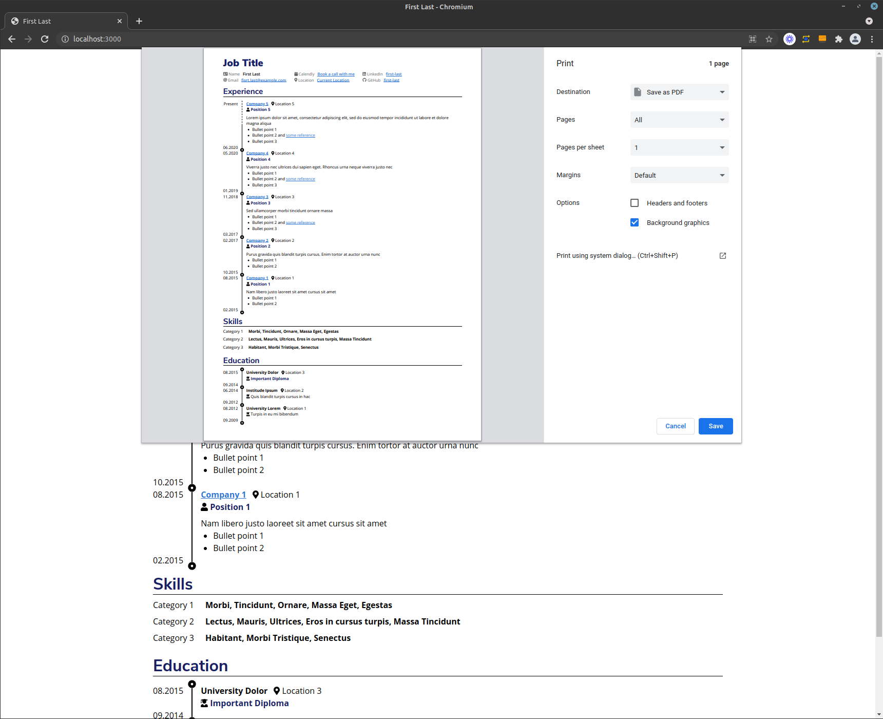 React Resume Template