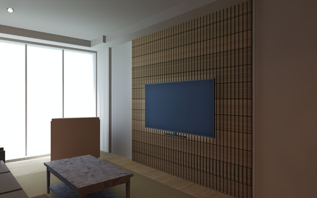 Slatted TV wall with the TV embedded