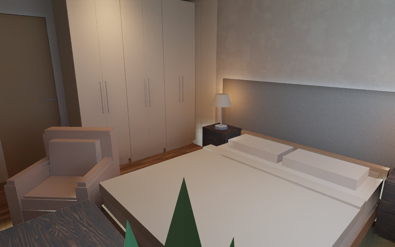 Master bedroom with tall wardrobe run