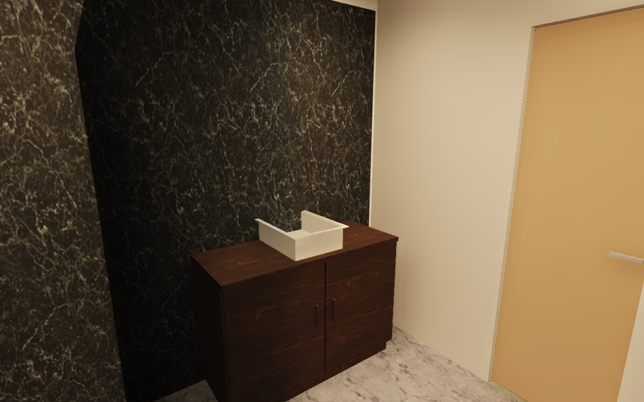 Bathroom with Nero marble wall