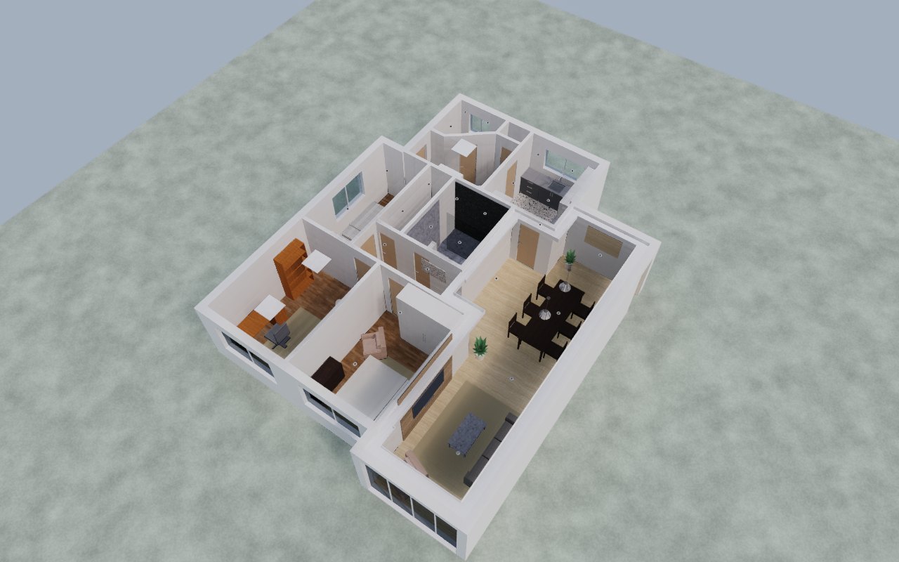 Aerial cutaway of the apartment