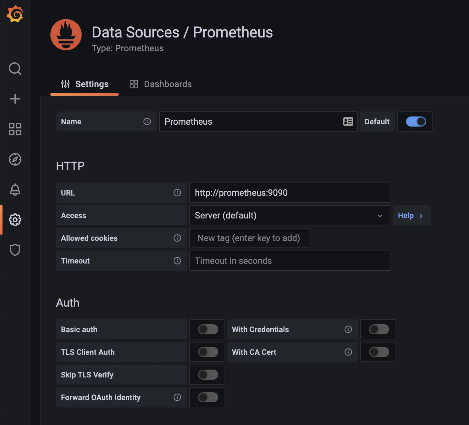 grafana source set grafana source set