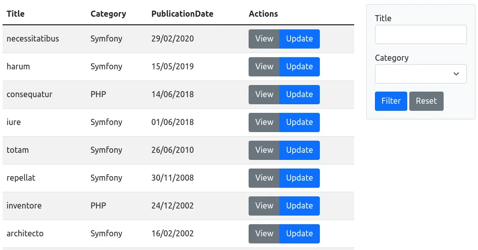 Example of grid datalist layout