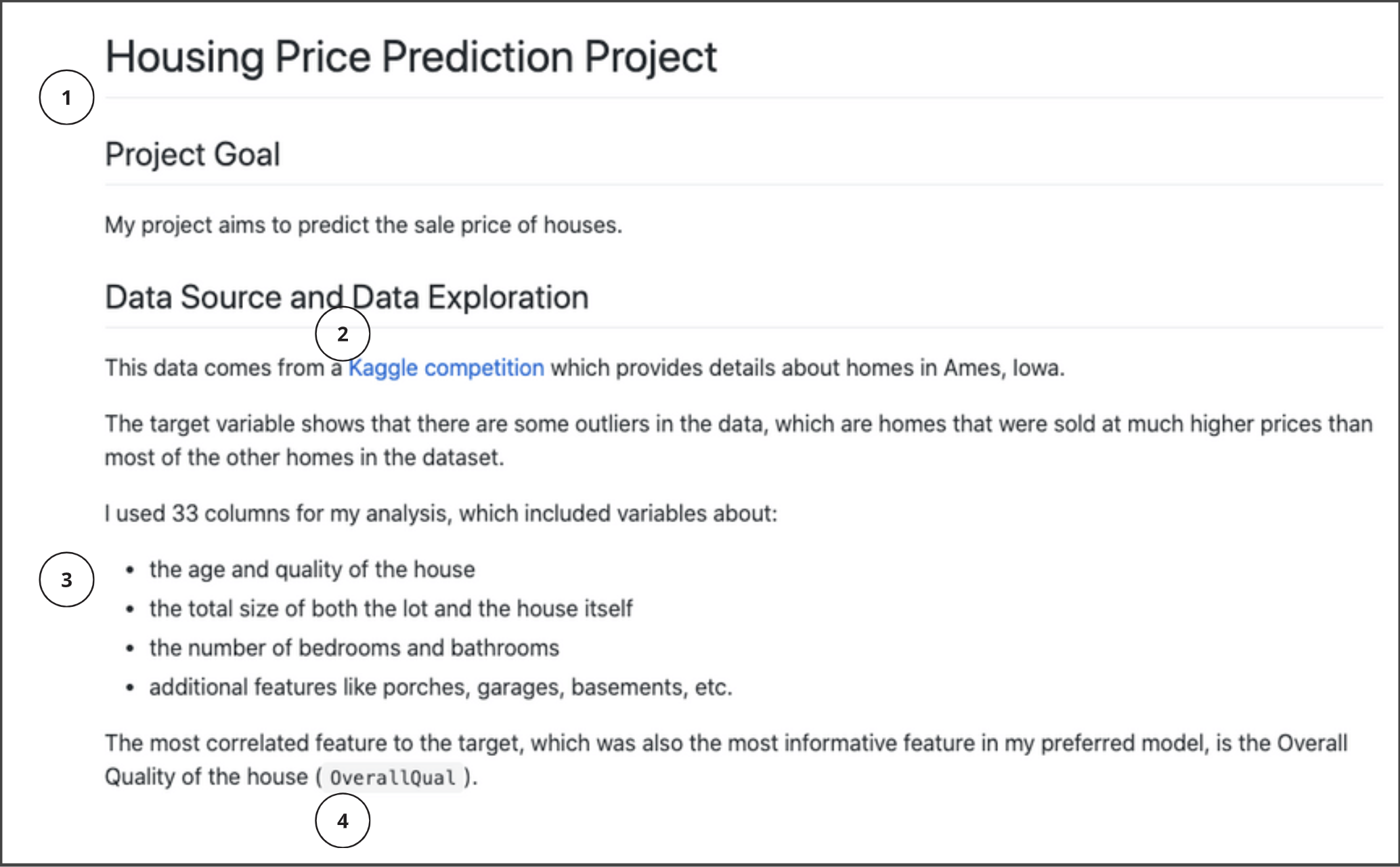 rendered text example, showing effect of markdown, now with numbers to point out changes