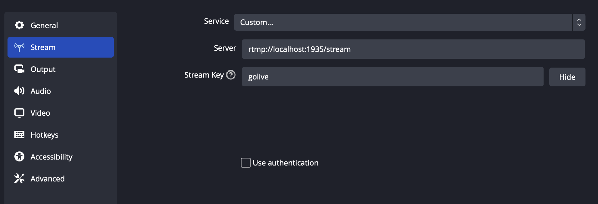 RTMP Settings