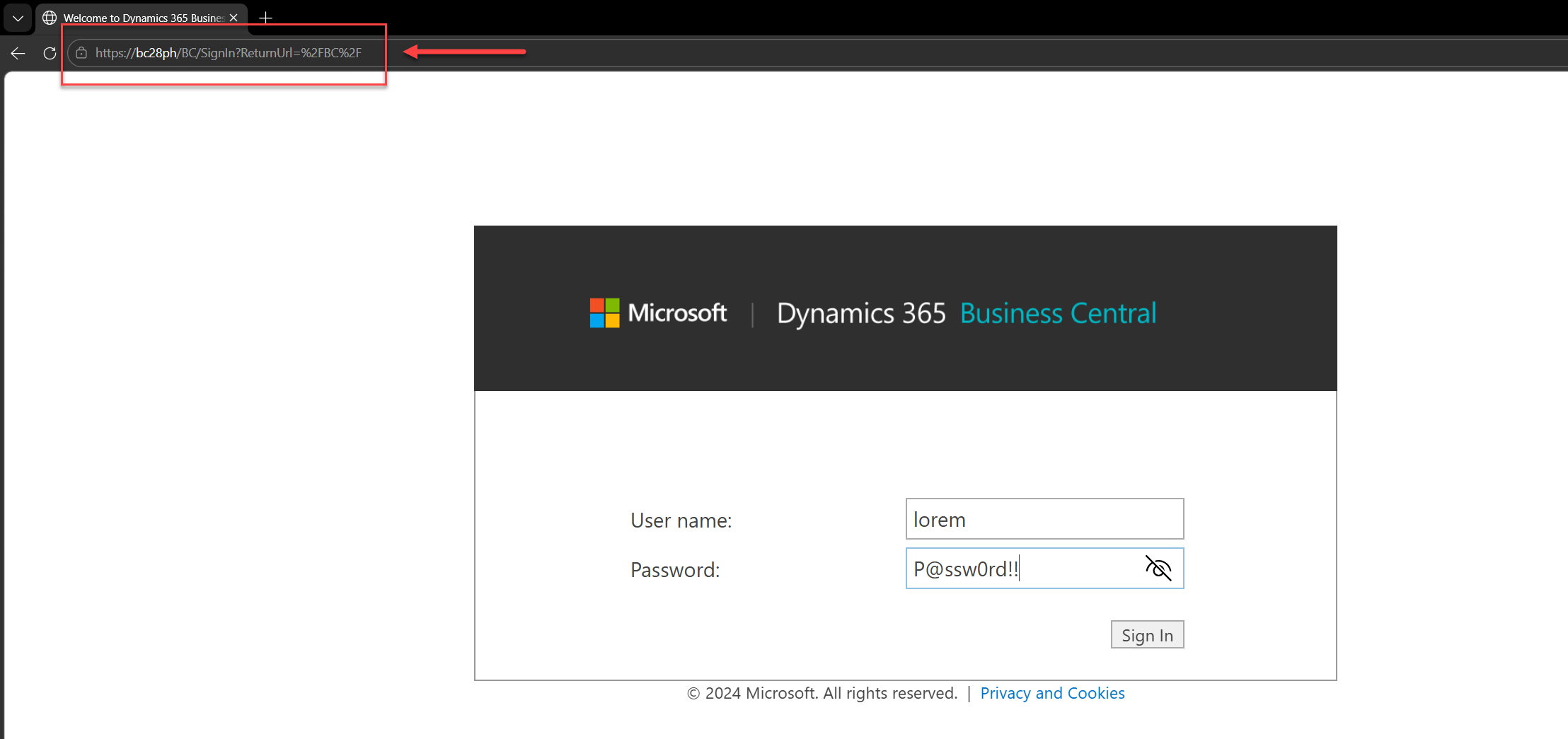 Login with created user