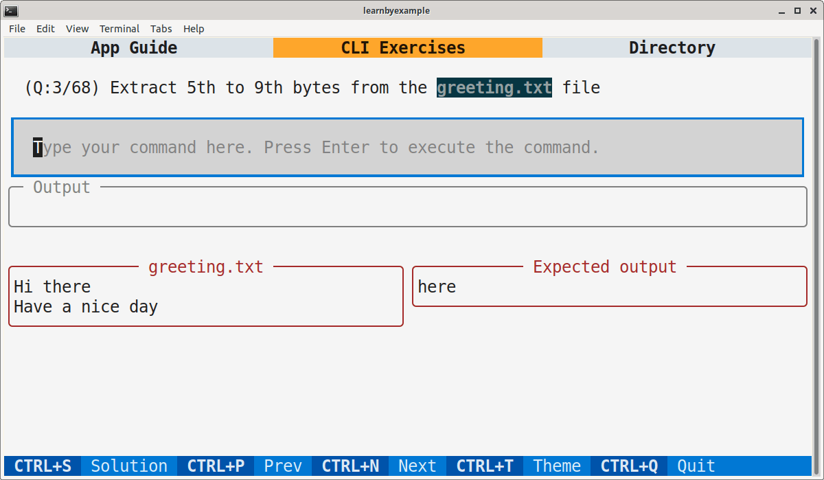 Sample screenshot for CLI exercises