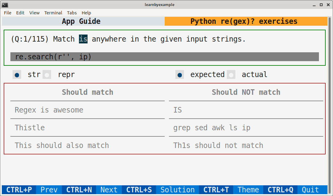Sample screenshot for Python regex exercises