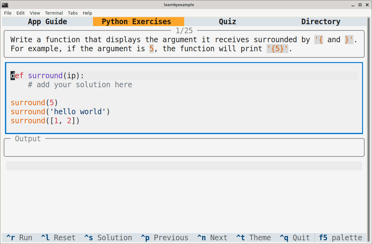 Sample screenshot for Python exercises