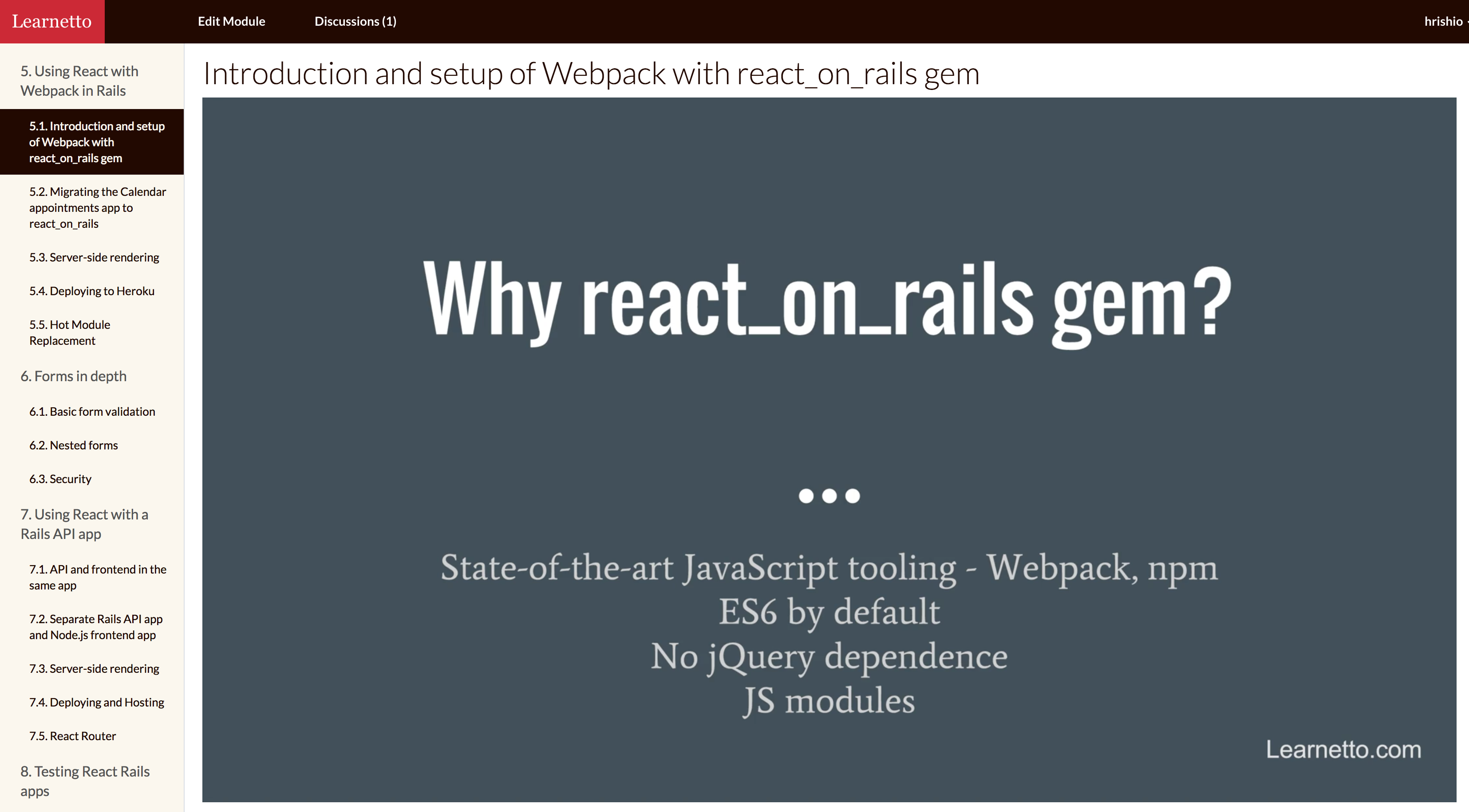 The Complete React on Rails course