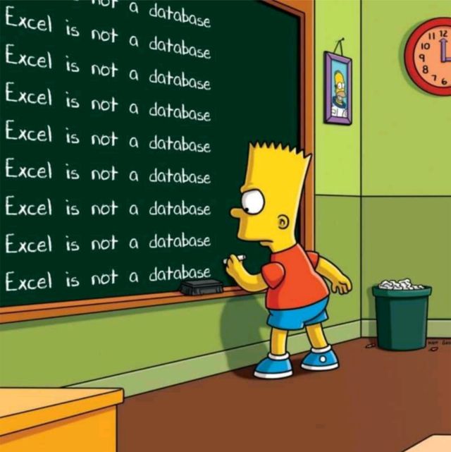 Excel is not a database