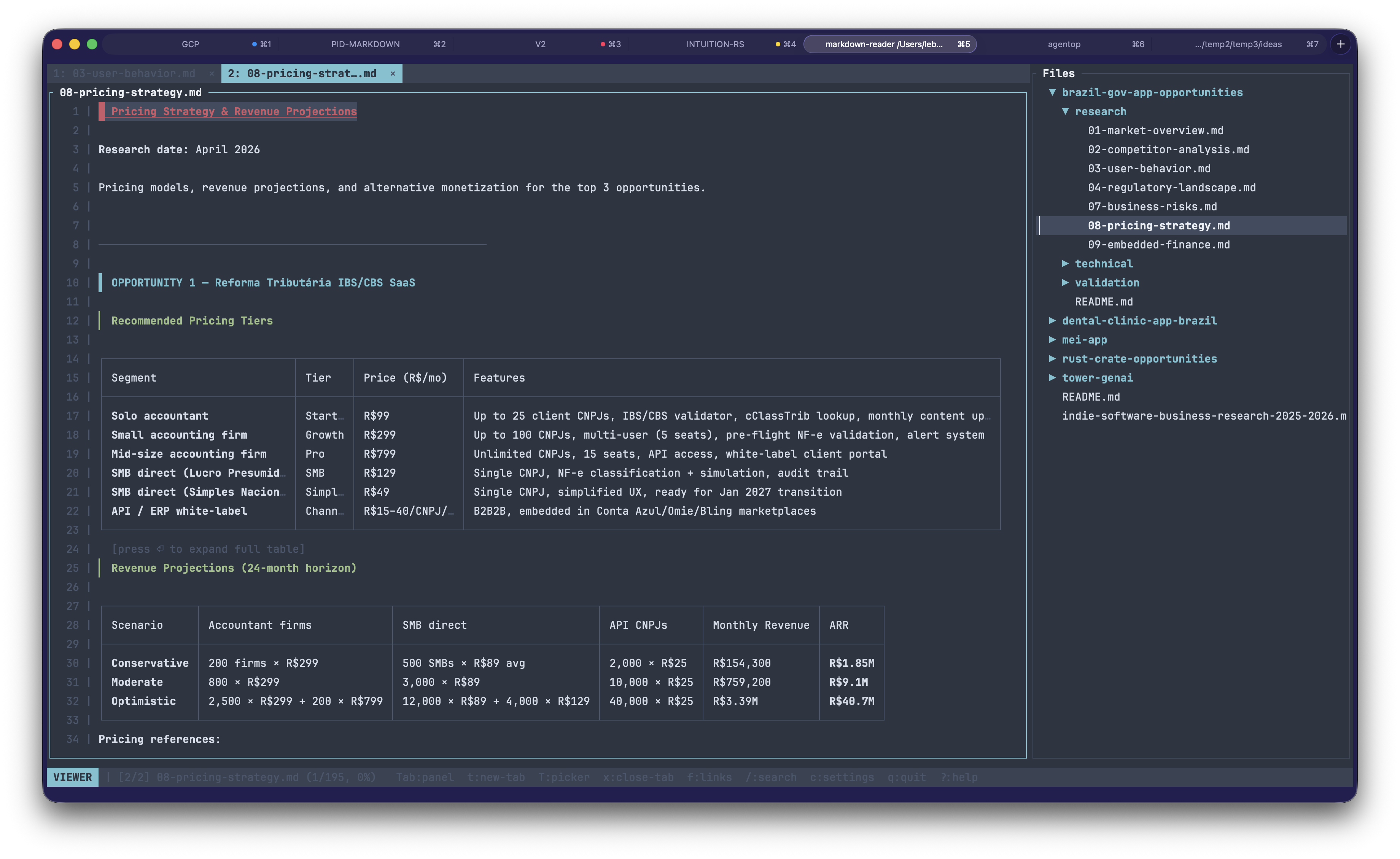 Viewer overview (dark theme)