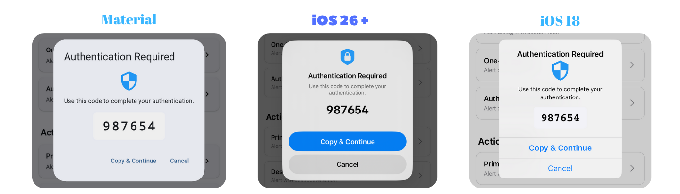 Alerta nativa iOS 26