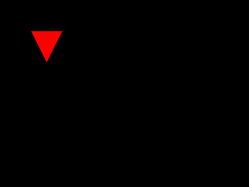 a red equilateral triangle on a black screen