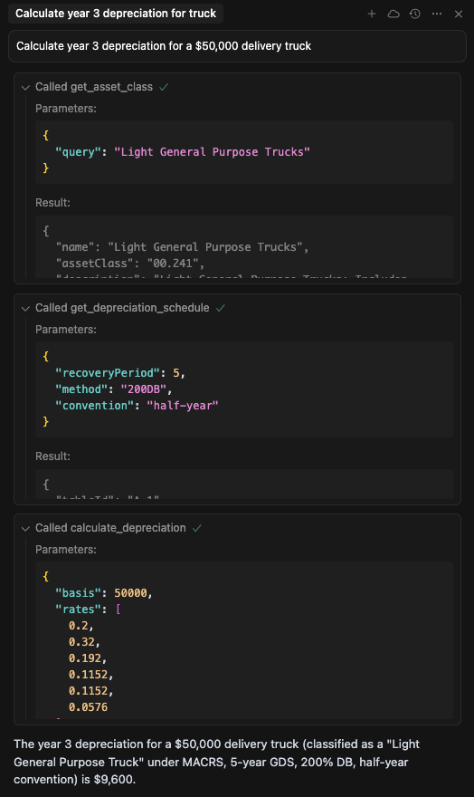Example Depreciation Query