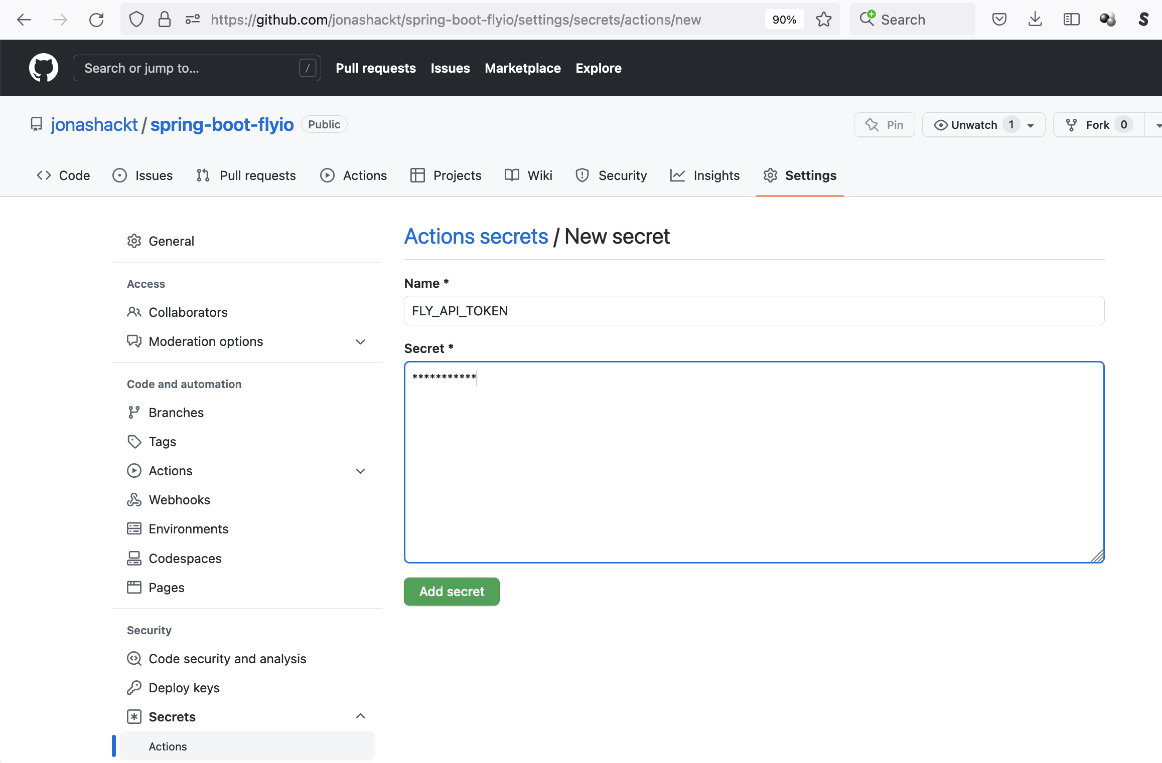 github-repository-secret-fly-auth