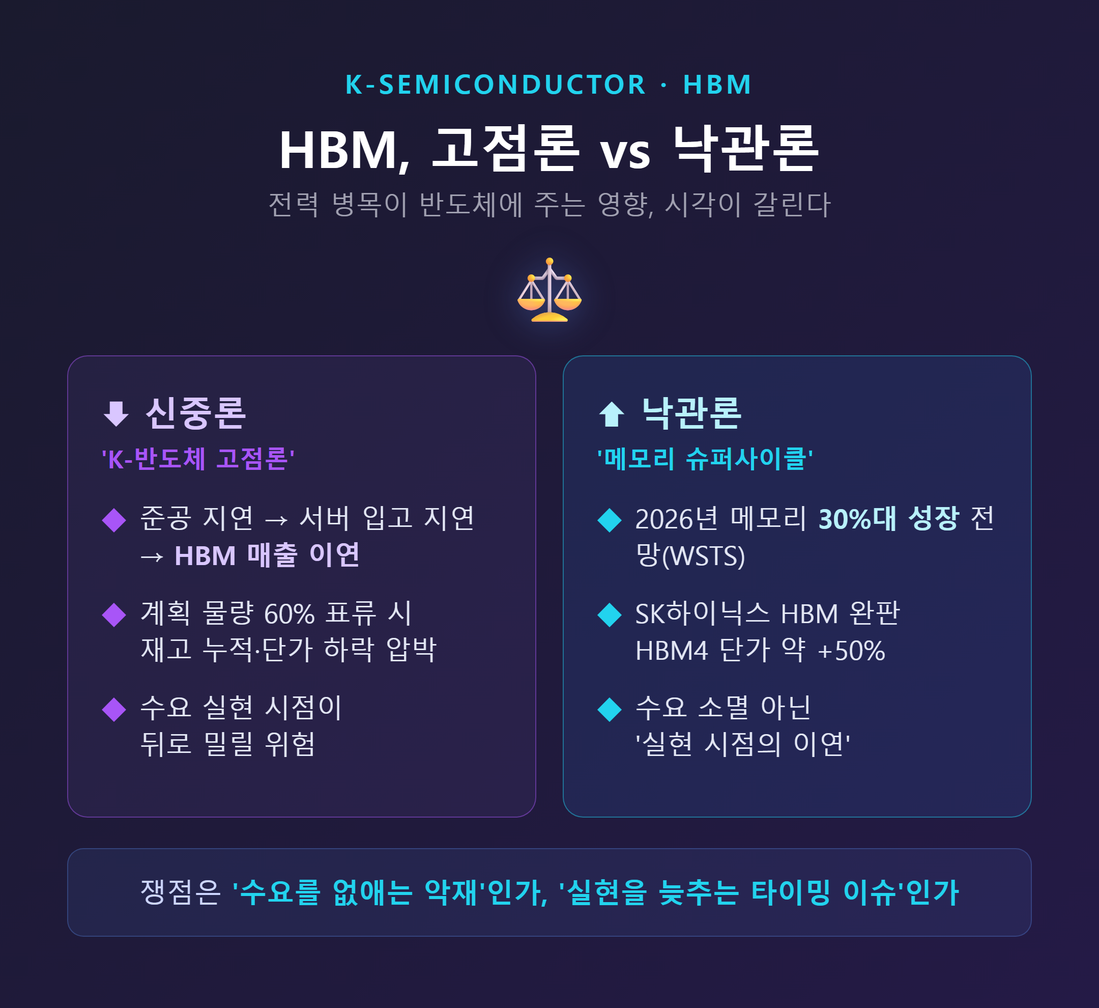 HBM 고점론 vs 낙관론 균형 비교