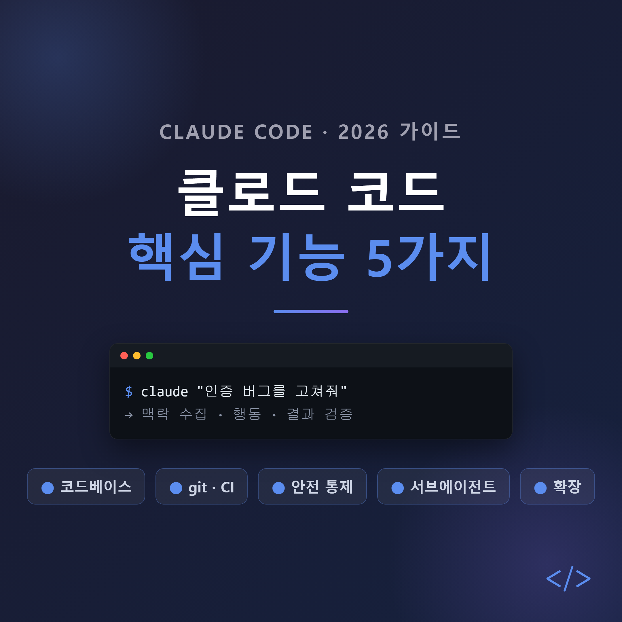 클로드 코드 핵심 기능 5가지 총정리 (2026)