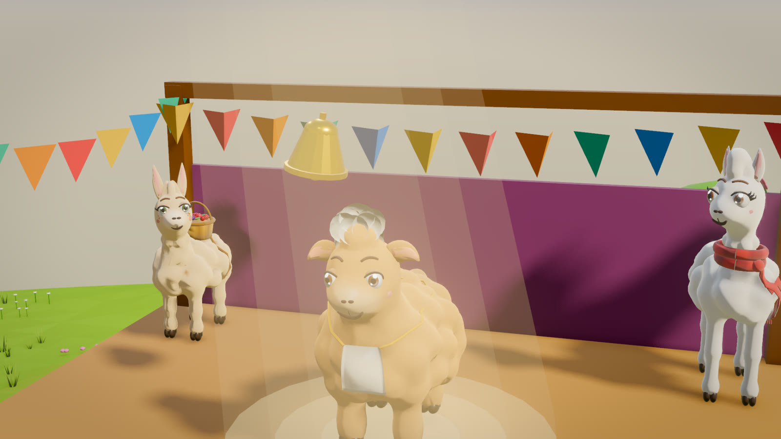 Mo stands in a warm spotlight beneath the Golden Bell, with June and Pip on stage.