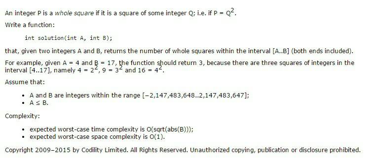 Expected bad. Codility Cert. Square expected complexity.