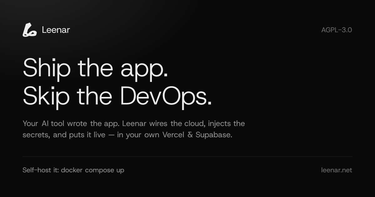 Leenar — ship the app, skip the DevOps