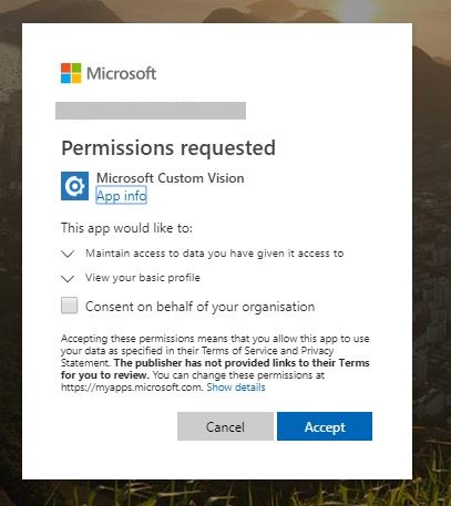 Permissions Requested pop up