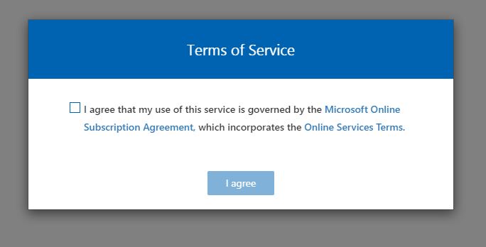 Terms of Service Pop Up