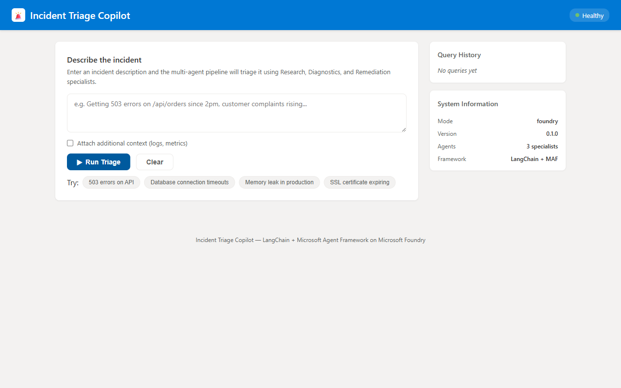 UI Homepage showing Foundry connected status