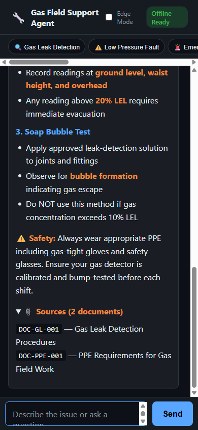 Mobile view of the chat interface showing a conversation with the AI agent on a small screen
