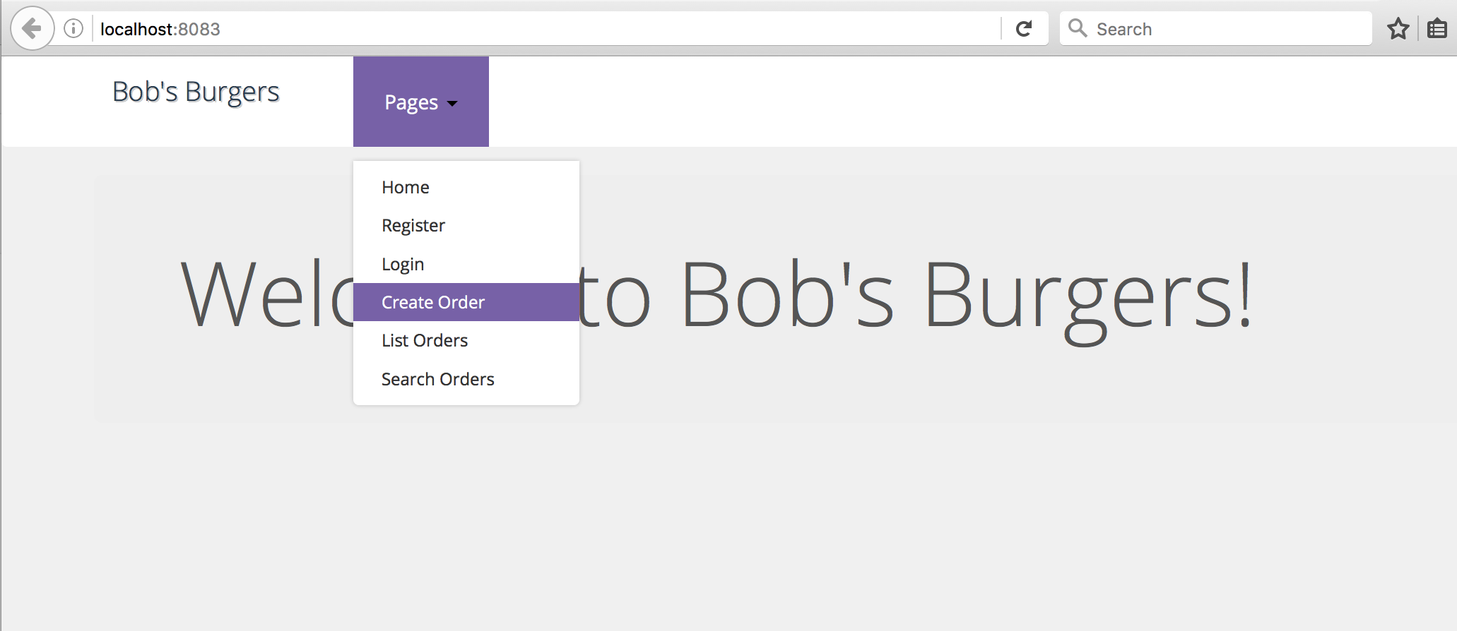 navigate to Create Order page