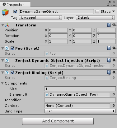 Dynamic GameObject with binding