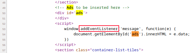 Source code web message ads