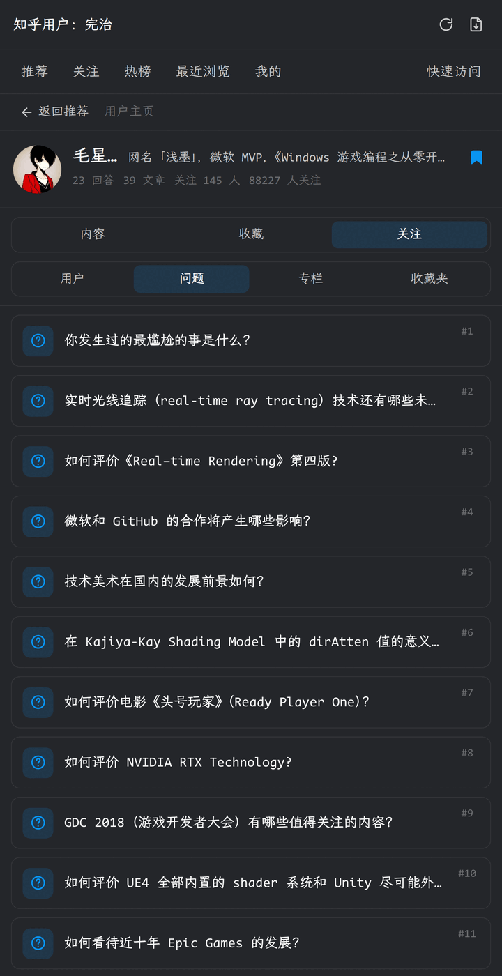 Following questions