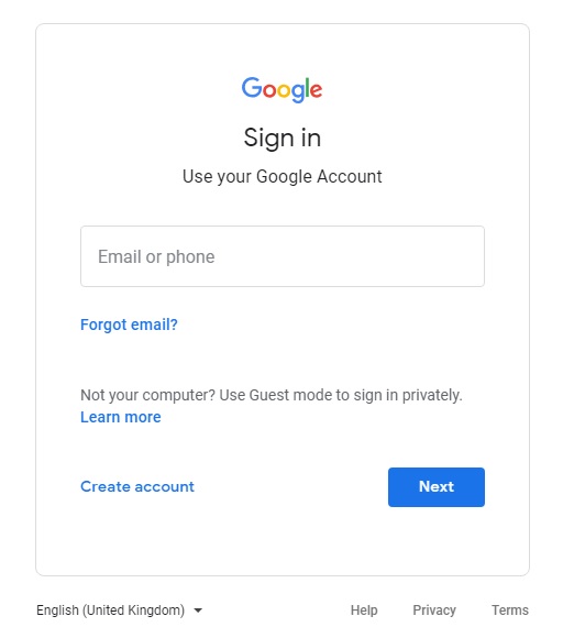 Google Account Sign-in Page