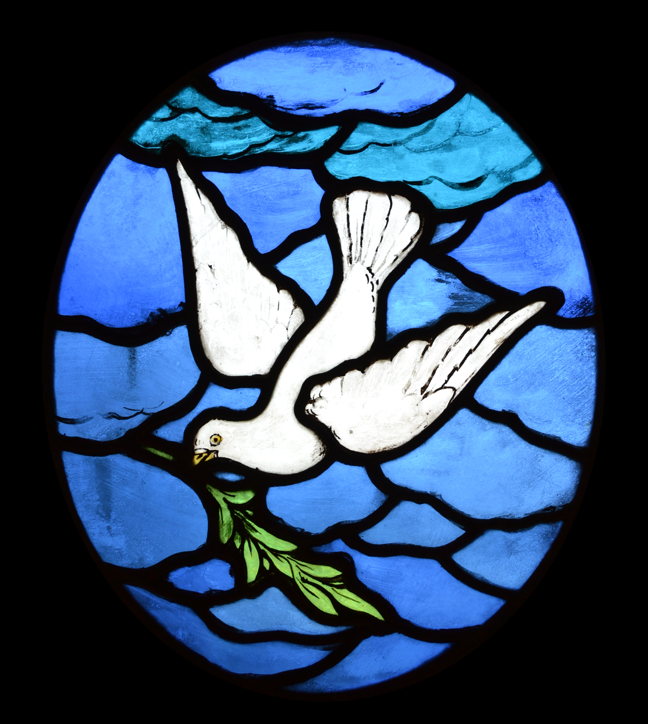 Dove with Olive Branch. Mary L. Wills Window, St. Ignatius Catholic Church, Chapel Point
