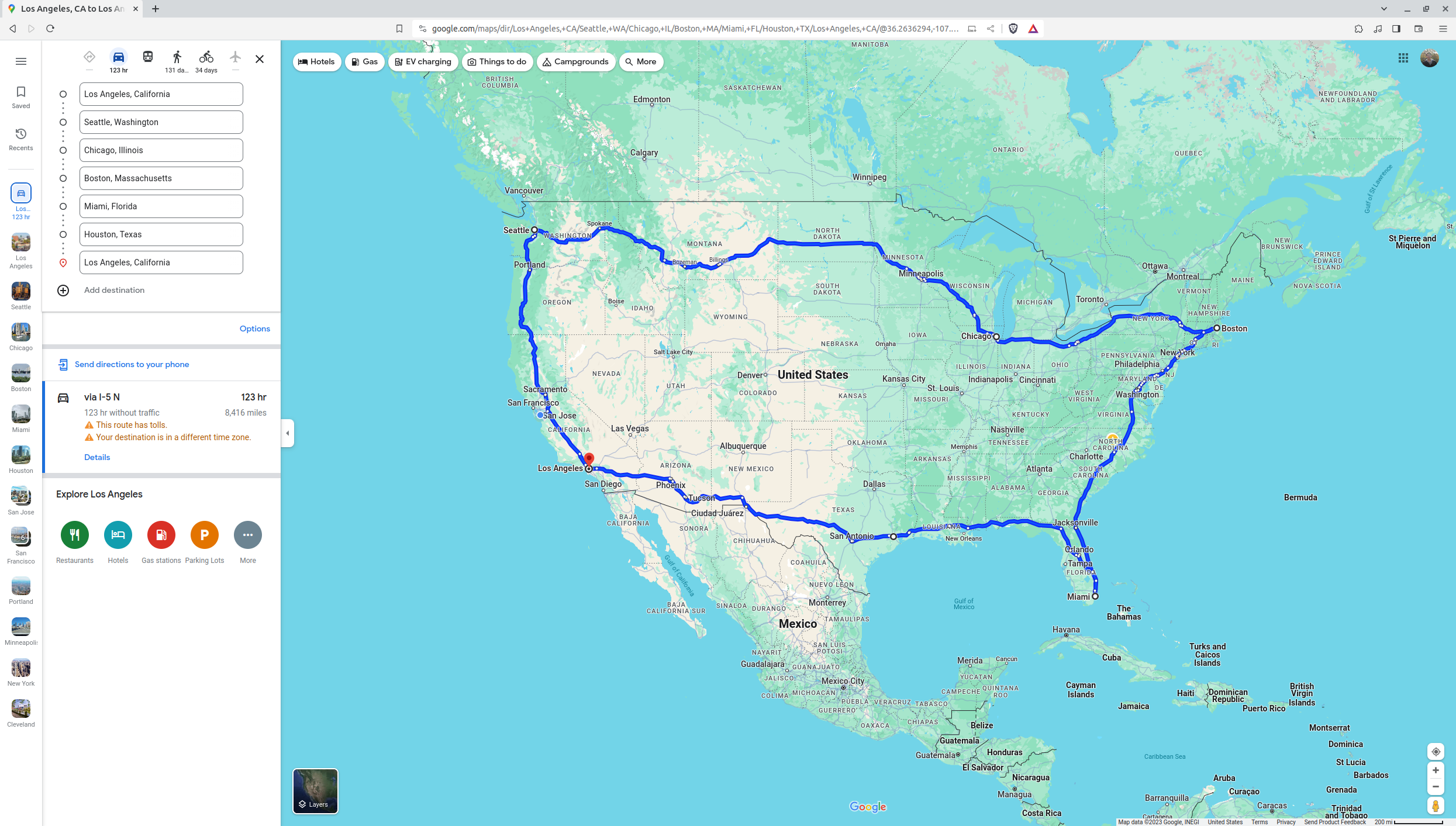 环游美国路线图