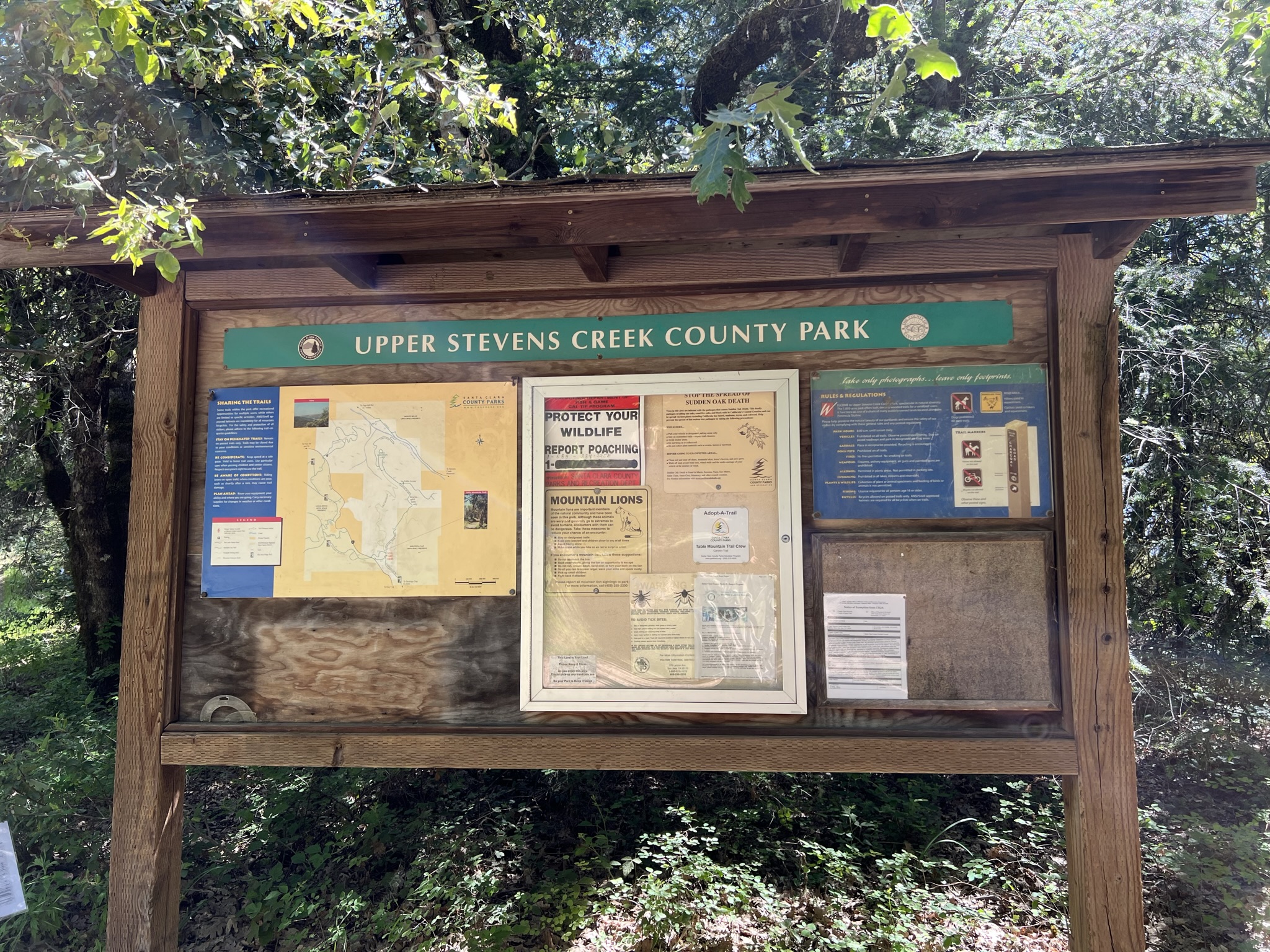 在 Saratoga Gap Open Space Preserve 走了一阵看到 Upper Stevens Creek County Park 的牌子