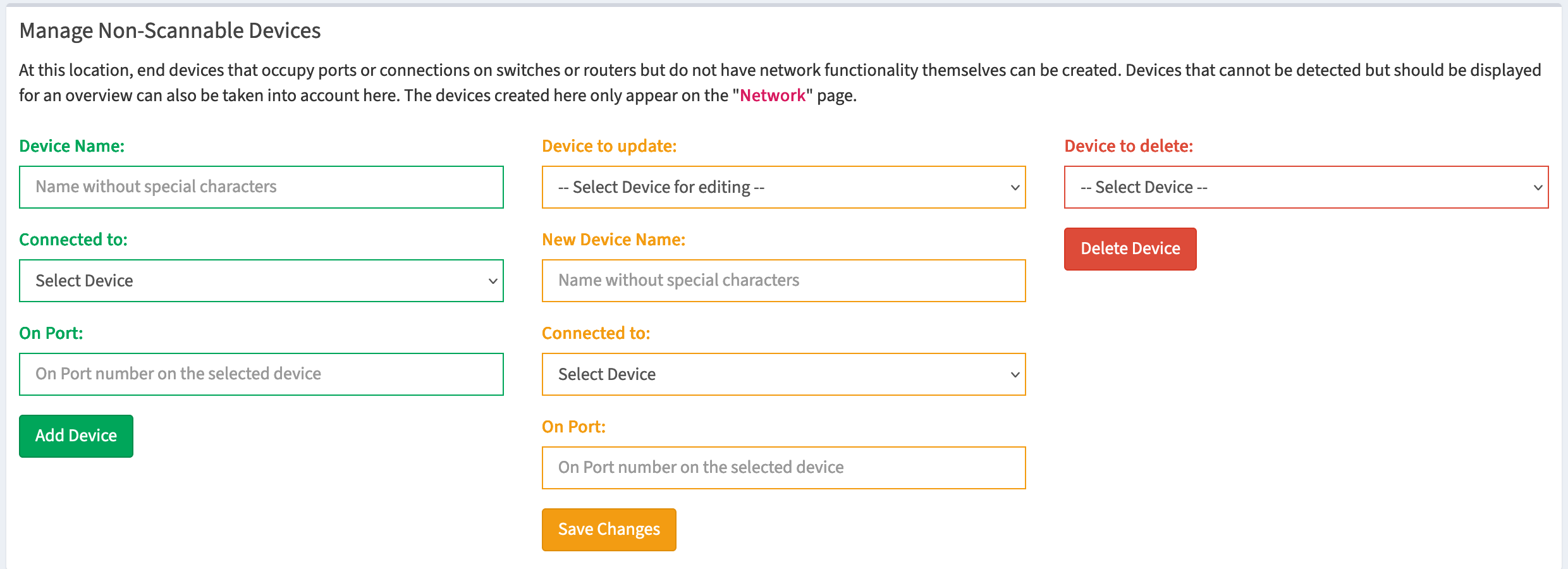 Manage Non Scanable Net Devices