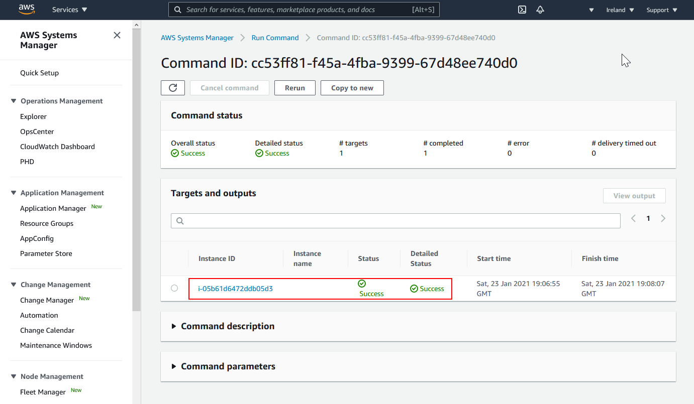 AWS SSM Association status