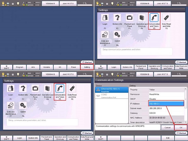 IP address configuration (RC8 controller)